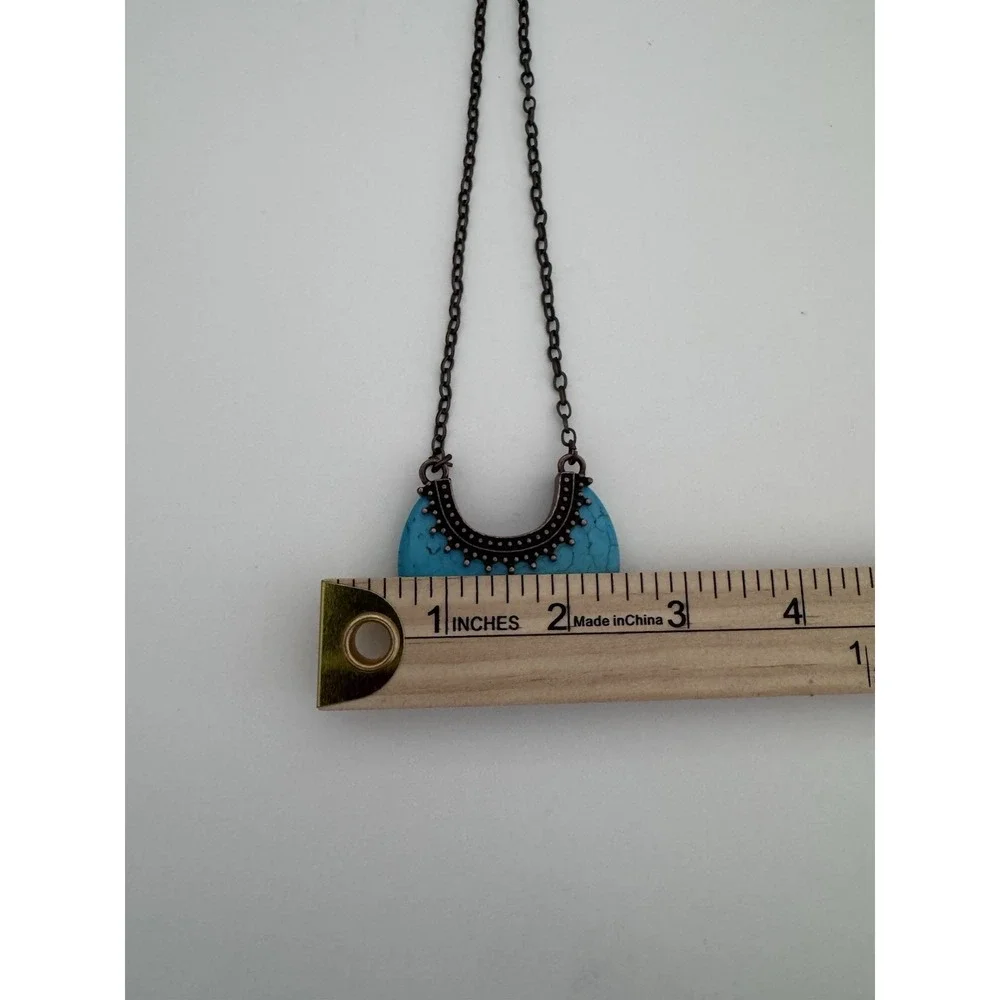 Turquoise style necklace womens Bronze tone boho chick southwestern